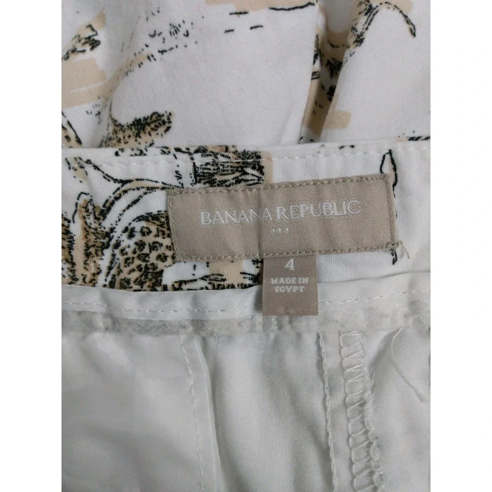 BANANA REPUBLIC Factory Giraffe Safari Print Chino Short White Tan Sise‎ 4